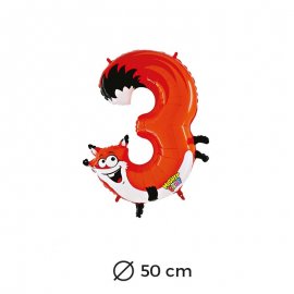 Ballon Renard Numéro 3 en Mylar 50cm