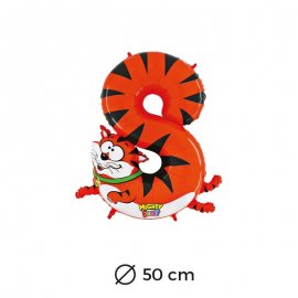 Ballon Tigre Numéro 8 en Mylar 50cm