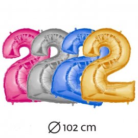 Ballon de Chiffre 2 en Mylar 102 cm