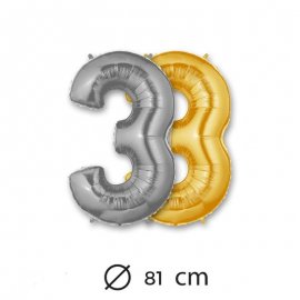 Ballon Numéro 3 en Mylar 81cm