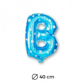 Ballon Mylar Lettre B Bleu de 40cm avec Etoiles