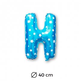 Ballon Mylar Lettre H Bleu de 40cm avec Etoiles