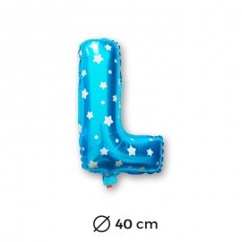 Ballon Mylar Lettre L Bleu de 40cm avec Etoiles