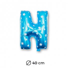 Ballon Mylar Lettre N Bleu de 40cm avec Etoiles