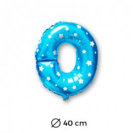 Ballon Mylar Lettre O Bleu de 40cm avec Etoiles