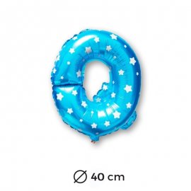 Ballon Mylar Lettre Q Bleu de 40cm avec Etoiles