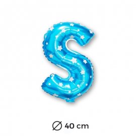 Ballon Mylar Lettre S Bleu de 40cm avec Etoiles