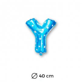 Ballon Mylar Lettre Y Bleu de 40cm avec Etoiles