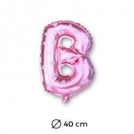 Ballon Mylar Lettre B Rose de 40cm avec Coeurs