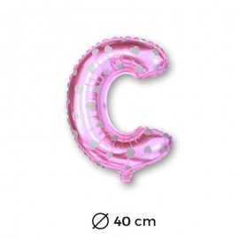 Ballon Mylar Lettre C Rose de 40cm avec Coeurs