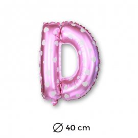 Ballon Mylar Lettre D Rose de 40cm avec Coeurs