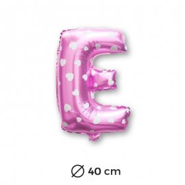 Ballon Mylar Lettre E Rose de 40cm avec Coeurs