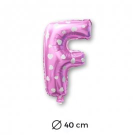 Ballon Mylar Lettre F Rose de 40cm avec Coeurs