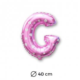 Ballon Mylar Lettre G Rose de 40cm avec Coeurs