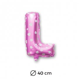 Ballon Mylar Lettre L Rose de 40cm avec Coeurs