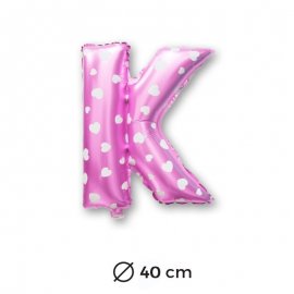 Ballon Mylar Lettre K Rose de 40cm avec Coeurs