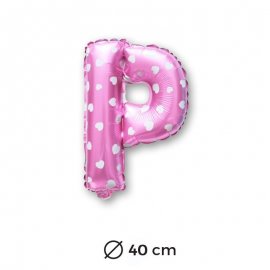 Ballon Mylar Lettre P Rose de 40cm avec Coeurs