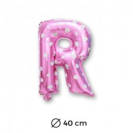 Ballon Mylar Lettre R Rose de 40cm avec Coeurs