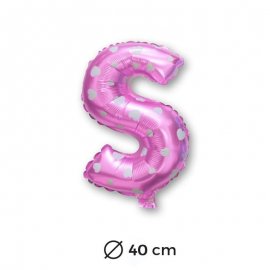 Ballon Mylar Lettre S Rose de 40cm avec Coeurs