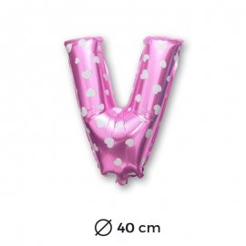 Ballon Mylar Lettre V Rose de 40cm avec Coeurs