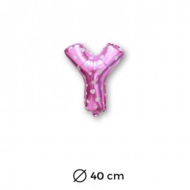 Ballon Mylar Lettre Y Rose de 40cm avec Coeurs