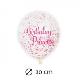 6 Ballons avec Confettis Princesse 30 cm