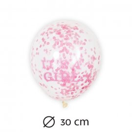 6 Ballons avec Confettis Fille 30 cm