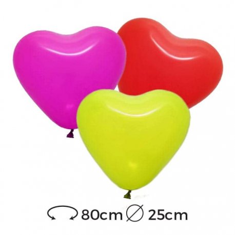 25x Ballon aluminium coeur noir (45 cm) avec pompe à ballon - coeurs ballon  fête