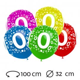 Ballons Chiffre 0 Ronds 32 cm