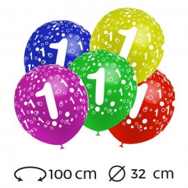 Ballons Chiffre 1 Ronds 32 cm