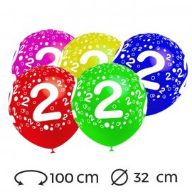 Ballons Chiffre 2 Ronds 32 cm