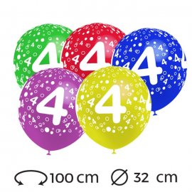 Ballons Chiffre 4 Ronds 32 cm