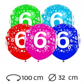 Ballons Chiffre 6 Ronds 32 cm