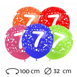 Ballons Chiffre 7 Ronds 32 cm