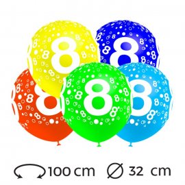 Ballons Chiffre 8 Ronds 32 cm