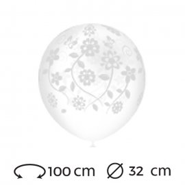 Ballon Transparent Mariage à Fleurs 32 cm