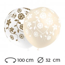 Ballons Mariage Fleurs Ronds 32 cm