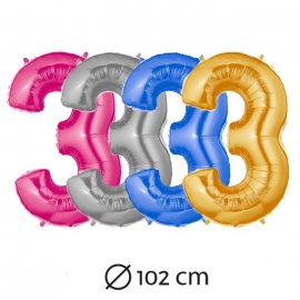 Ballon du Chiffre 3 Mylar 102 cm