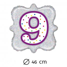 Chiffre 9 de Mylar Carré 46 cm