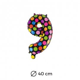 Ballon Numéro 9 à pois 40 cm